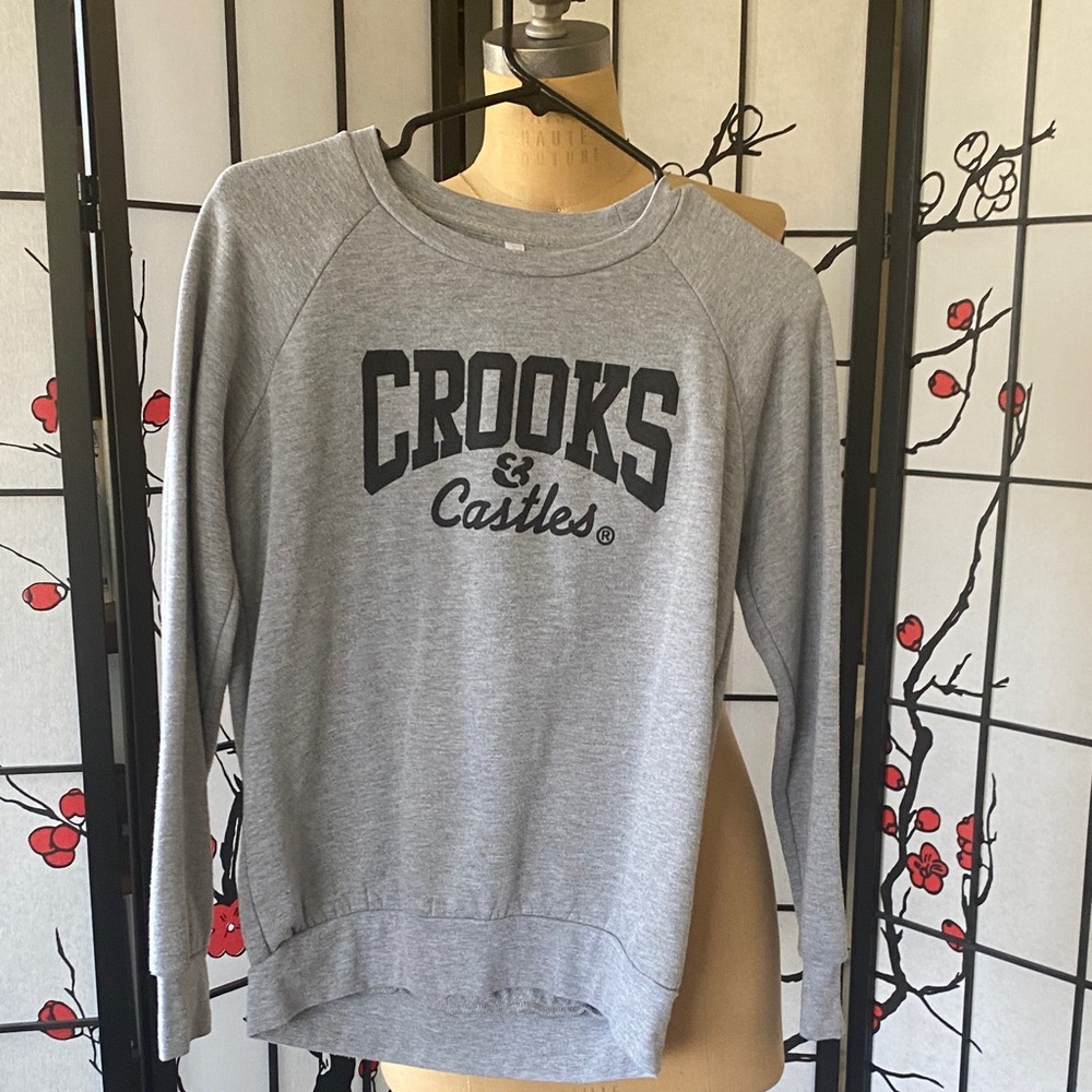 Crooks & Castles Heather Gray Women's Crew Neck Sweater